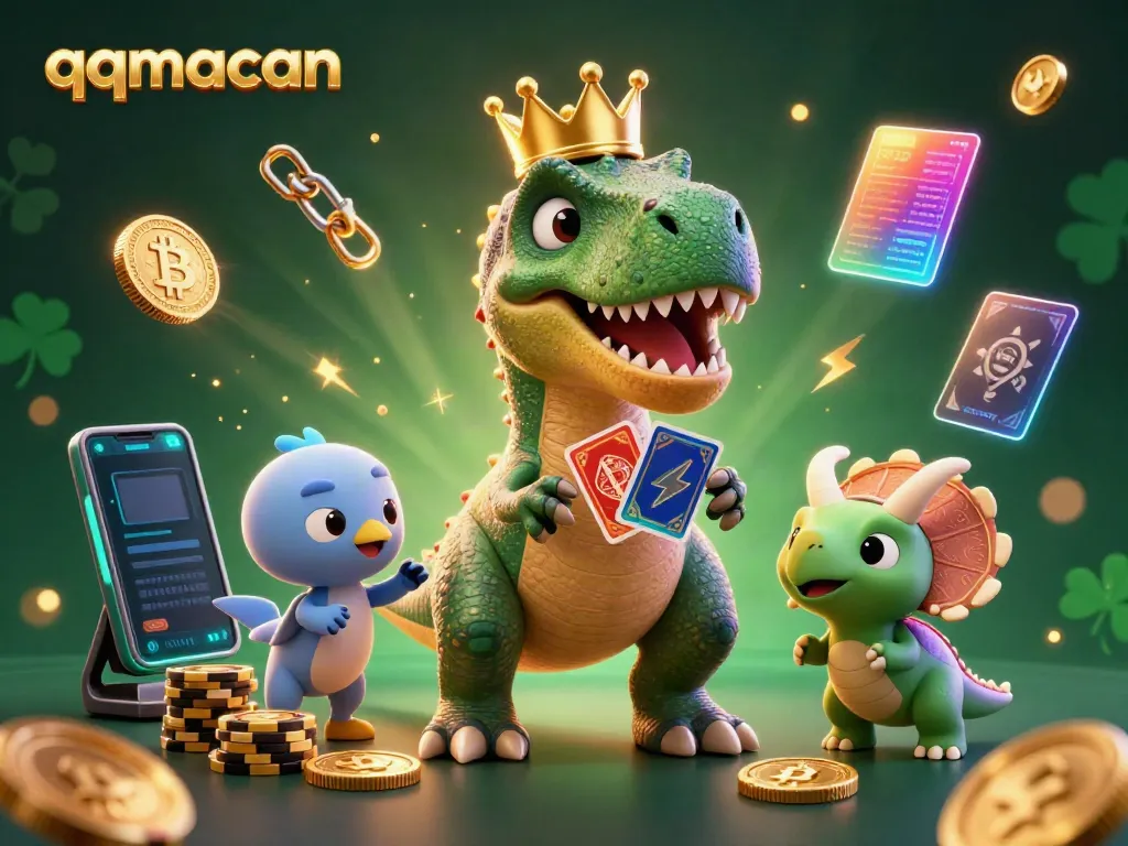 Engage in exciting card gameplay with qqmacan in a vibrant 3D casino scene.