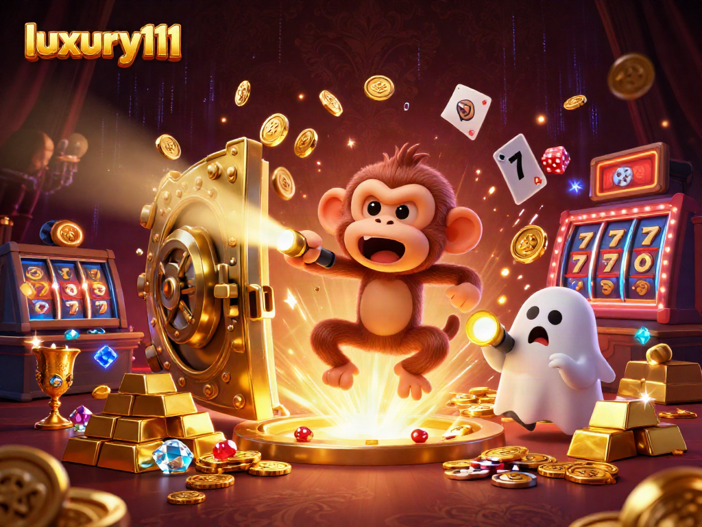 Experience thrilling wins with luxury111 in a vibrant haunted casino scene
