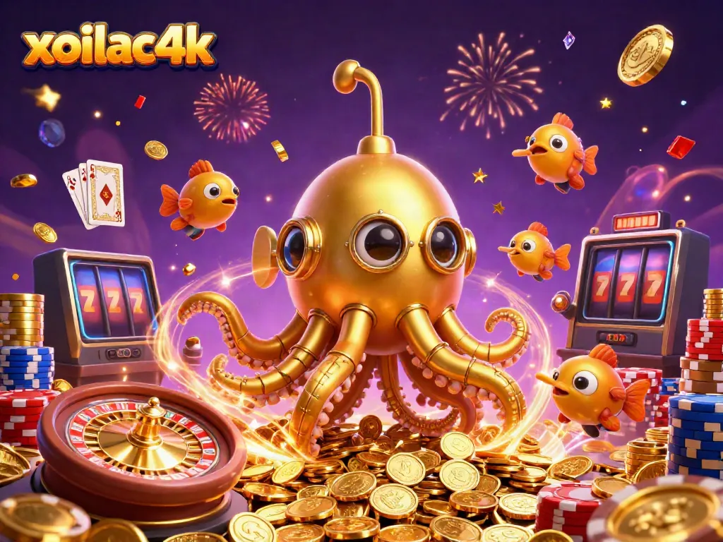 Experience the thrill of xoilac4k in a vibrant 3D casino world with golden treasures.