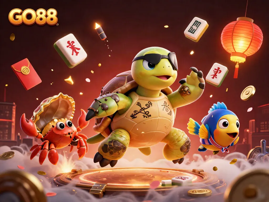 Engage in exciting gaming adventures with GO88, showcasing vibrant characters and rich casino elements.