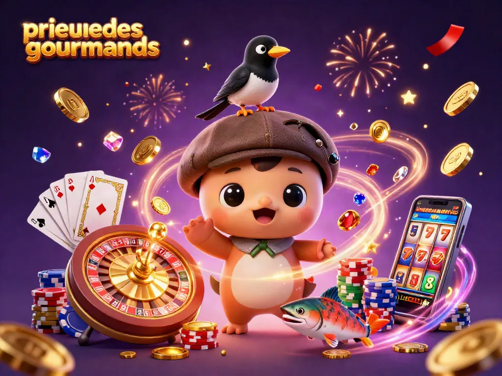 Join the excitement of prieuredesgourmands with playful characters amidst cascading gold coins and sparkling gems!
