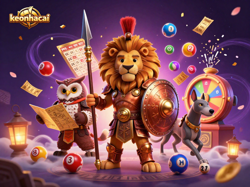 Experience the excitement of keonhacai with this vibrant 3D casino-themed illustration.