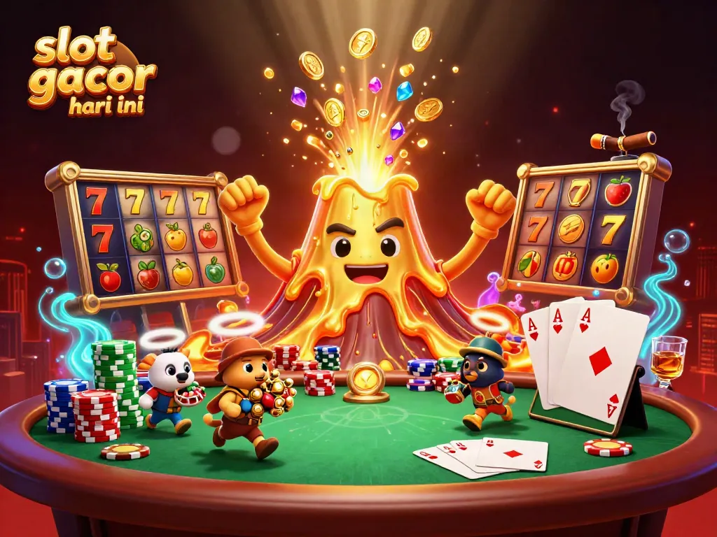 Engage with slot gacor hari ini featuring a volcano of treasure and vibrant poker elements!