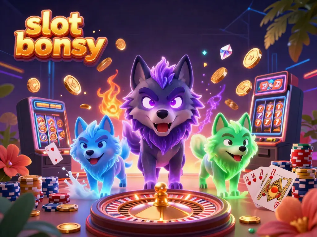 Experience the excitement of slot bonus with captivating visuals of a dynamic casino scene.