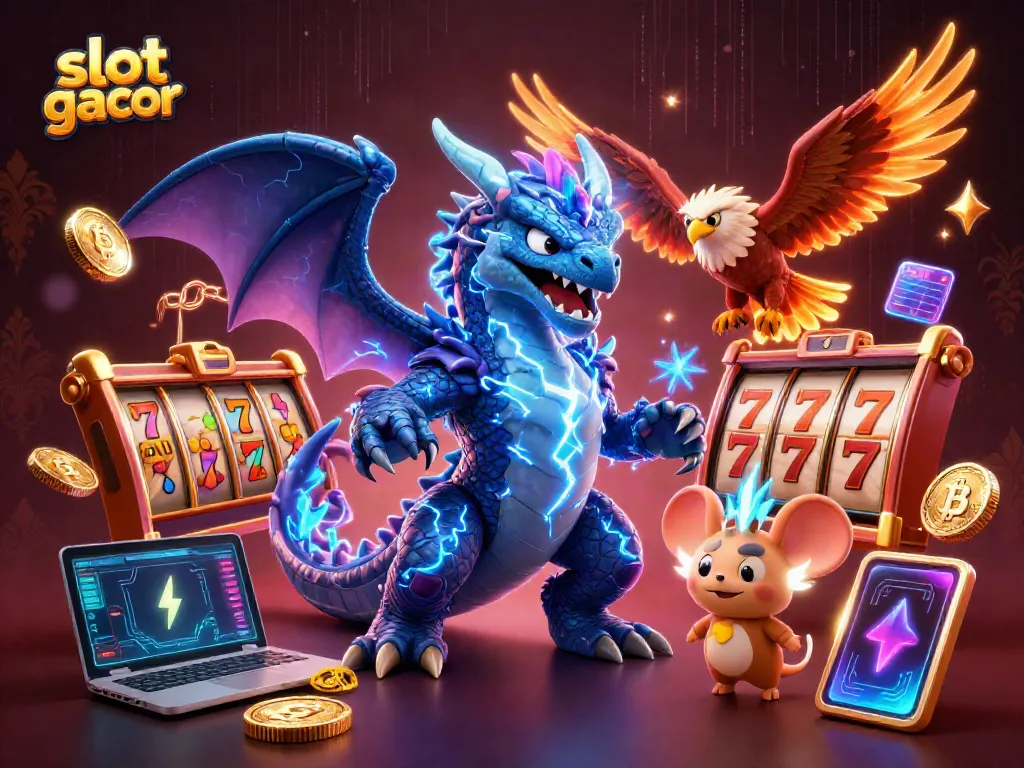 Experience thrilling wins with slot gacor revealing vibrant characters and casino elements.