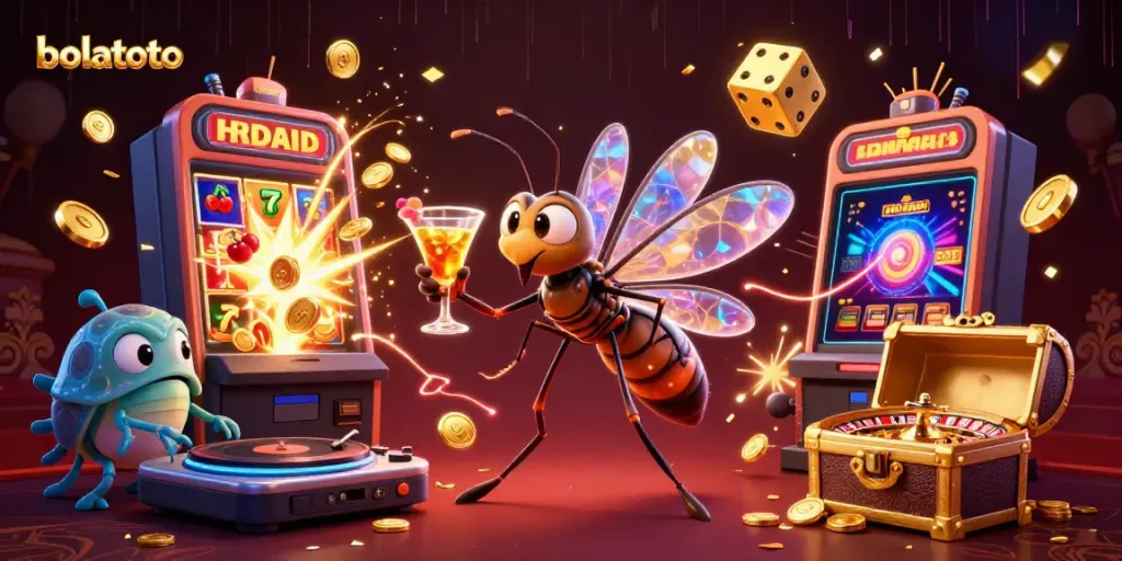 Engaging bolatoto casino action with a vibrant mascot and dynamic game elements.