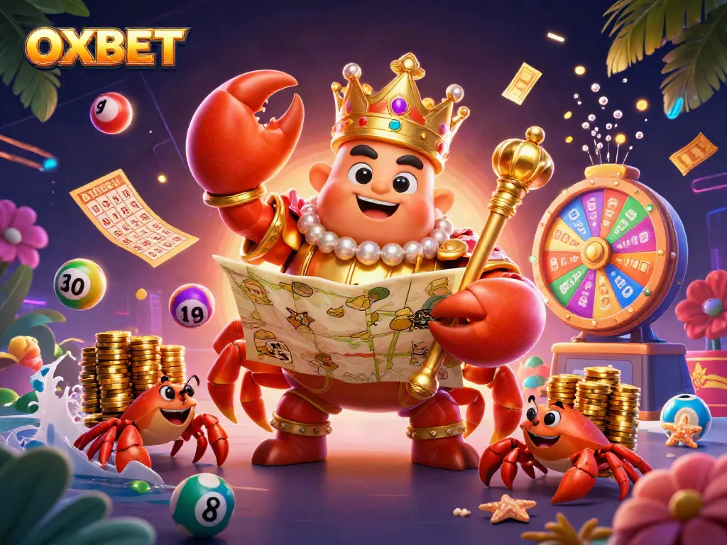 Bet big with OXBET as a golden crab emperor rules over a vibrant casino realm.