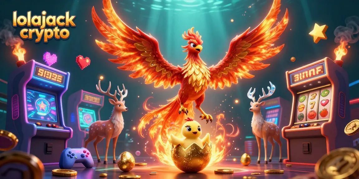 Experience thrilling games with lolajack crypto amidst fire phoenixes and vibrant casino elements.