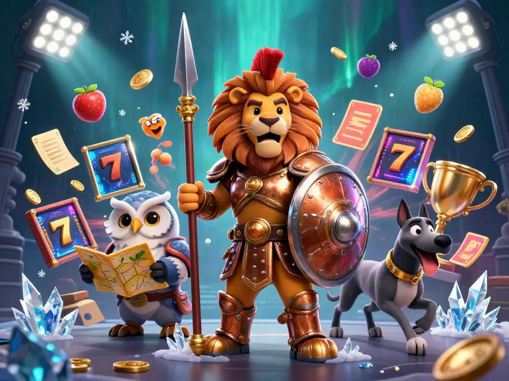 Experience thrilling สล็อต action with a Spartan lion heroically guarding jackpot reels amidst dynamic game elements.