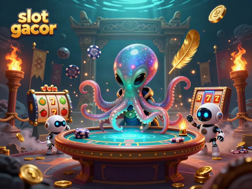 Engage in thrilling gameplay with the slot gacor, featuring alien characters, poker action, and vibrant casino elements.