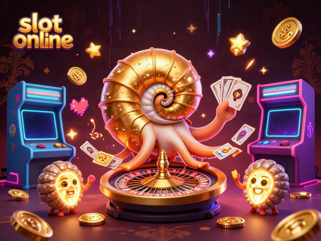 Engage in thrilling slot online gameplay with vibrant 3D casino elements surrounding cartoon characters.