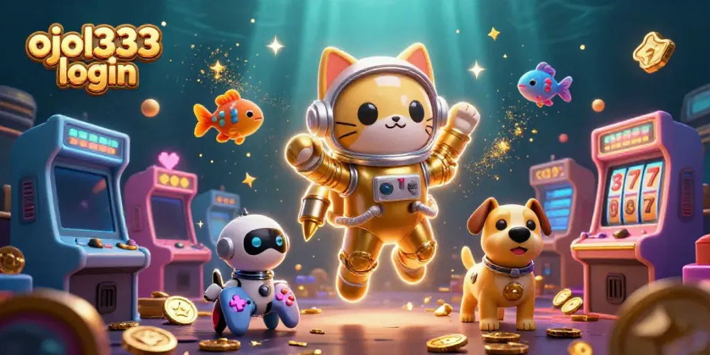 Engage with exciting game mechanics at ojol333 login, featuring vibrant casino game elements in a cosmic scene.