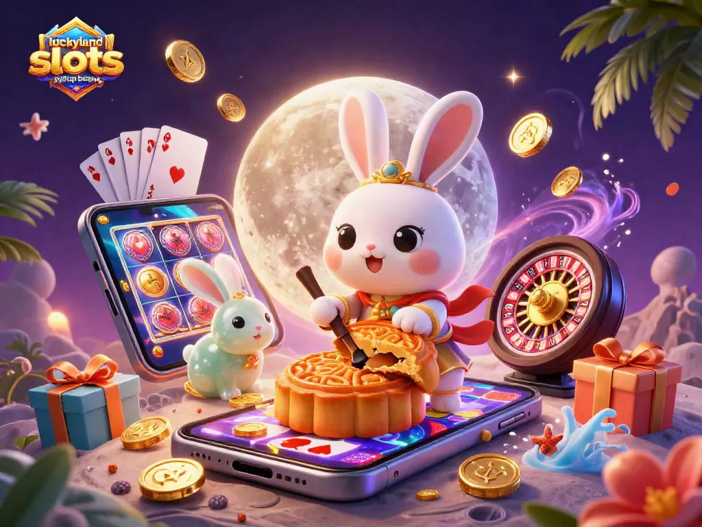 Spin with LuckyLand Slots sign up bonus, highlighting vibrant game elements and characters.