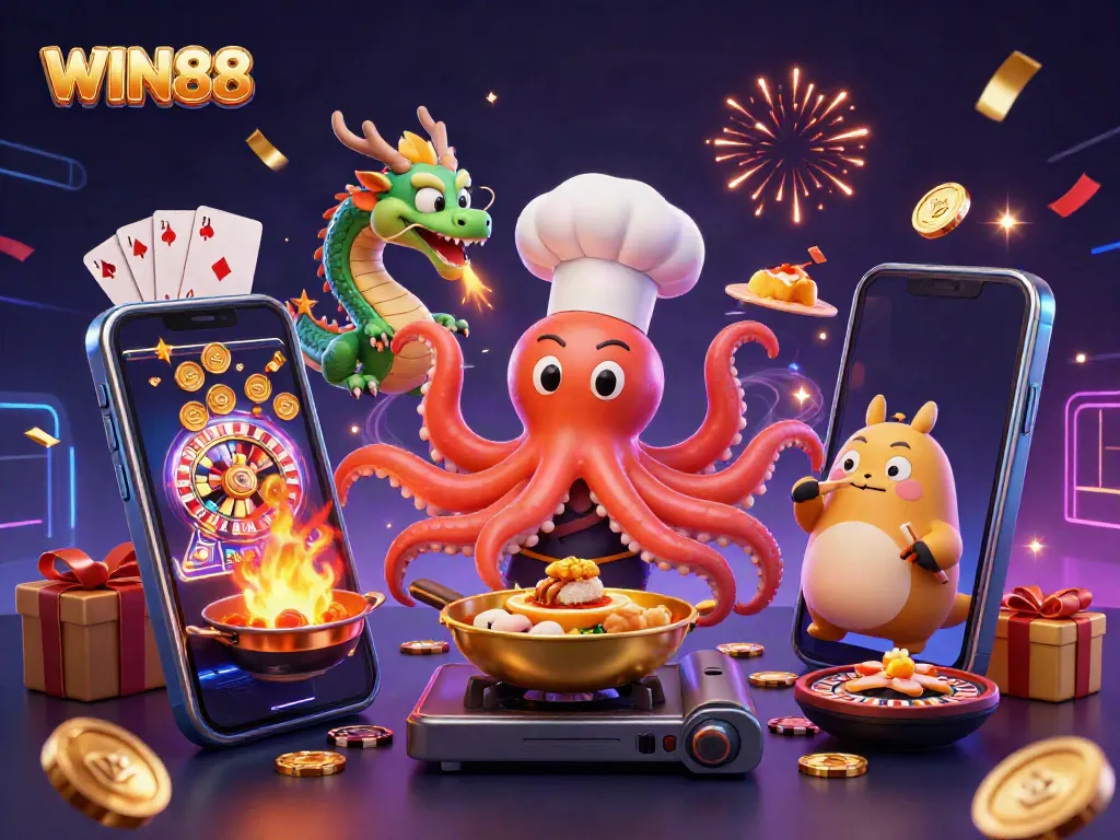 Experience lucky wins at WIN88 with vibrant characters and exciting casino elements
