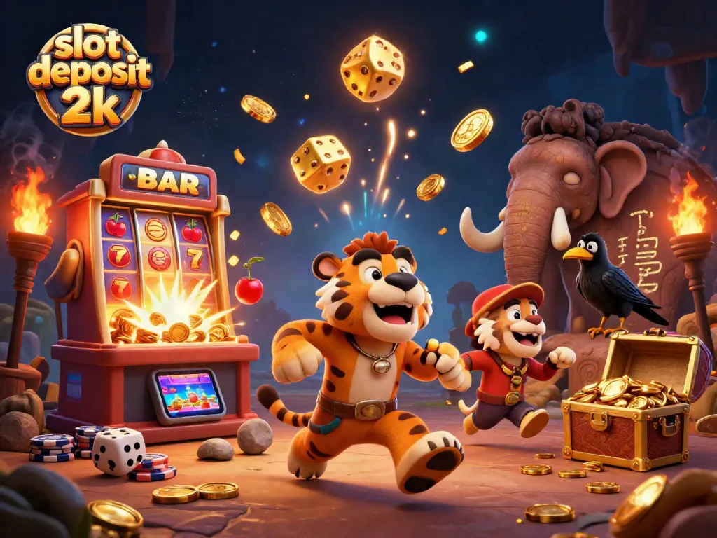 Experience thrilling gameplay with slot deposit 2k in this vibrant 3D casino scene.