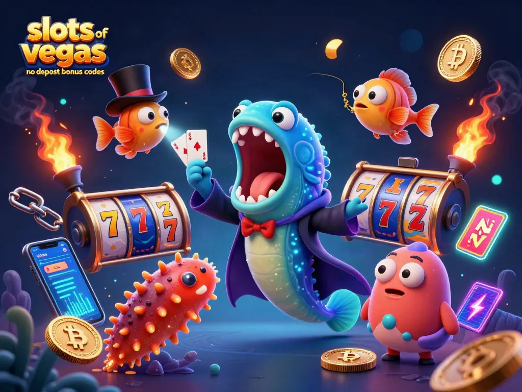 Experience slots of vegas no deposit bonus codes with a thrilling 3D casino scene featuring magical underwater characters.